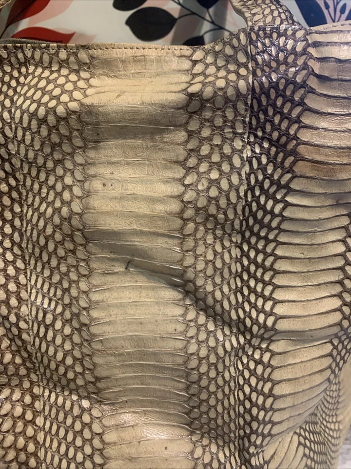 Beirn змеиной кожи Дженна сумка с короткими ручками Hobo сумка сумочка сумка бежевый желтовато-коричневый кремовый - Изображение 4 из 4