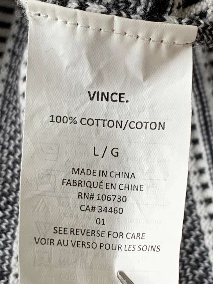 Cárdigan Suéter Vince Mujer Rayas Frente Abierto Dolman L RA10142 $275 Algodón Foto 3 de 4