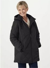 Ruth Langsford Zip Front Hooded Padded Coat. Black. Size 12. Rrp £99. Bnwot