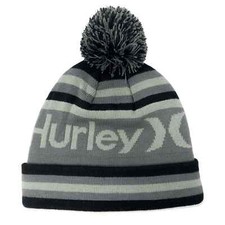 Hurley Ragland Beanie Knit Hat Black Gray and Black One Size Men's