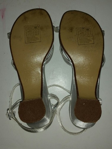 Davids Bridal white satin strappy rhinestone pearl low Carly heels. girls 13 - Picture 5 of 5