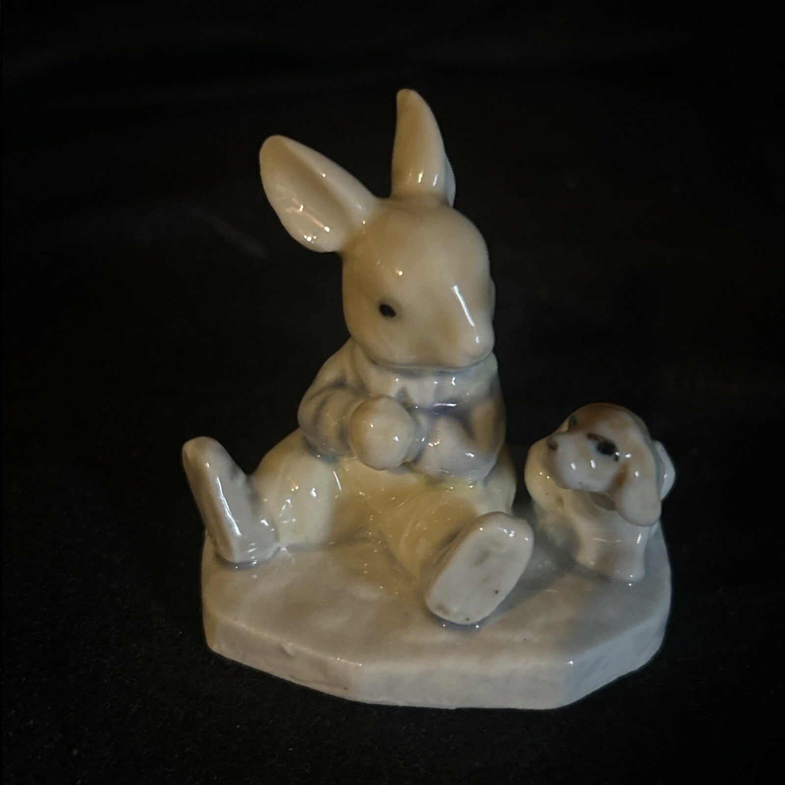 Albert Kessler Bunny Figurine With Puppy   Anthropomorphic