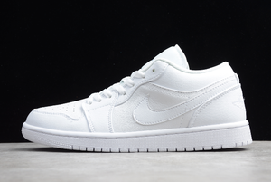 jordan 1 low triple white tumbled leather