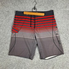Salt Life SLX X-QD Vapor Stretch Hybrid Board Short Swimwear Mens 34 Gray Red