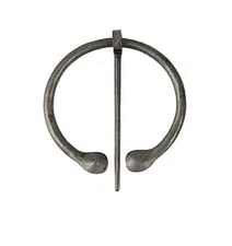Silvery 2-1/4" Smooth DROP ENDS Celtic PENANNULAR Cloak Brooch w/ 2-5/8" pin PN2