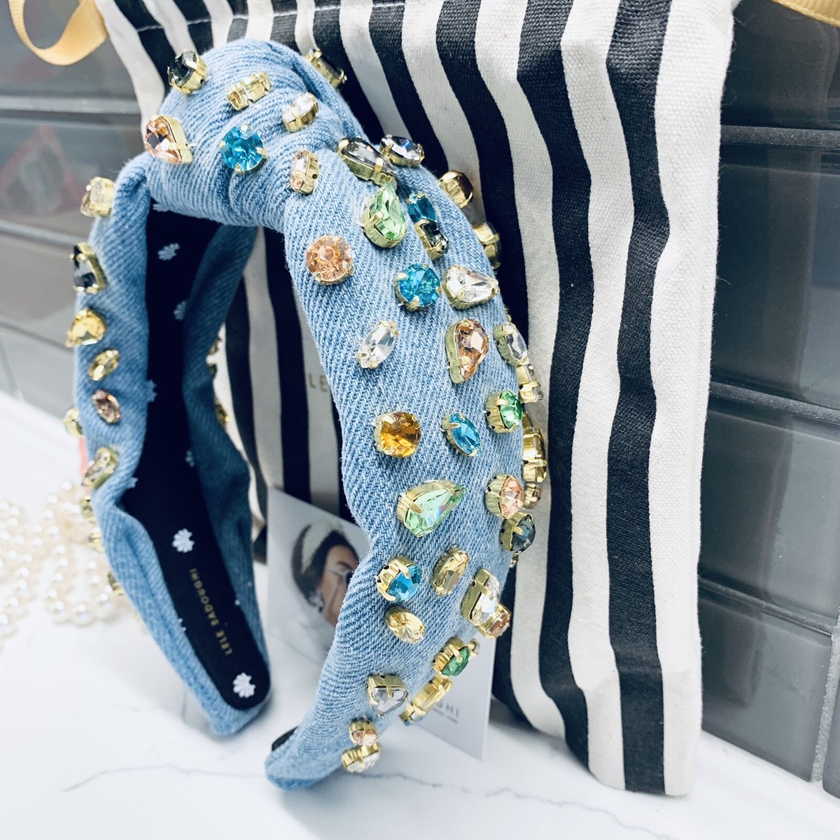 LELE SADOUGHI DENIM CANDY JEWELED HEADBAND | eBay display picture 1