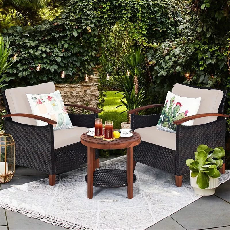 Costway 3 pcs outdoor rattan patio furniture online set