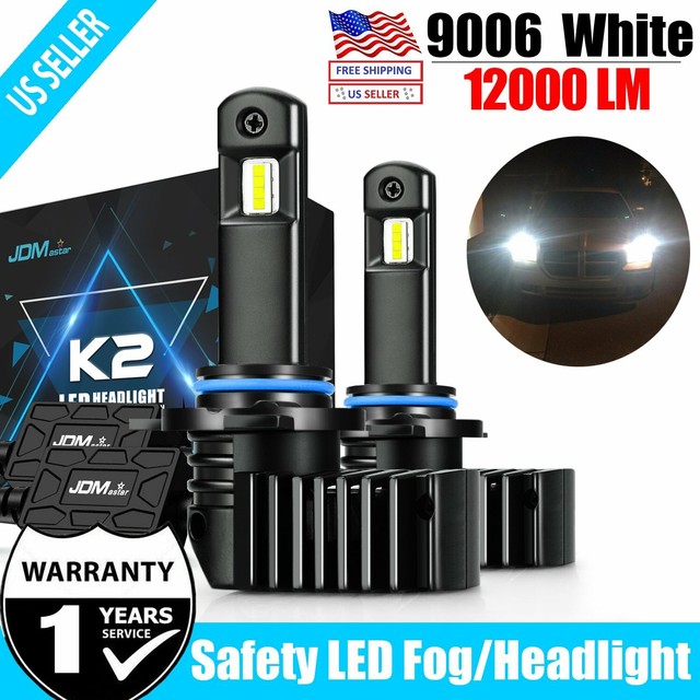 JDM ASTAR 2x K2 White 9006 12000LM LED Headlight DRL Kit Light Bulbs 