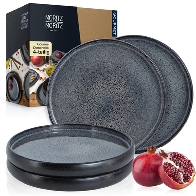 Moritz & Moritz 4tlg Dinner Teller Grau Geschirr Set Reaktiv
