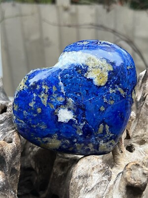 Lapislazuli Madani Kristall Herz AAA+ mit Calcit und Pyrit 40 602g
