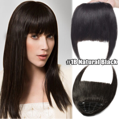 THICK Clip In Bangs 100%Remy Human Hair Extensions Fringe Front Topper Top Piece