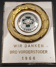 &Ouml;sterreich Austria Bergrettungsdienst Ehrenplakette Wir Danken 1966 Vorderstoder