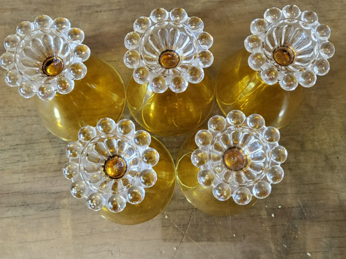 5 Amber Anchor Hocking Boopie Stemware Water Glasses Goblets Wine Glasses VTG - Picture 6 of 6