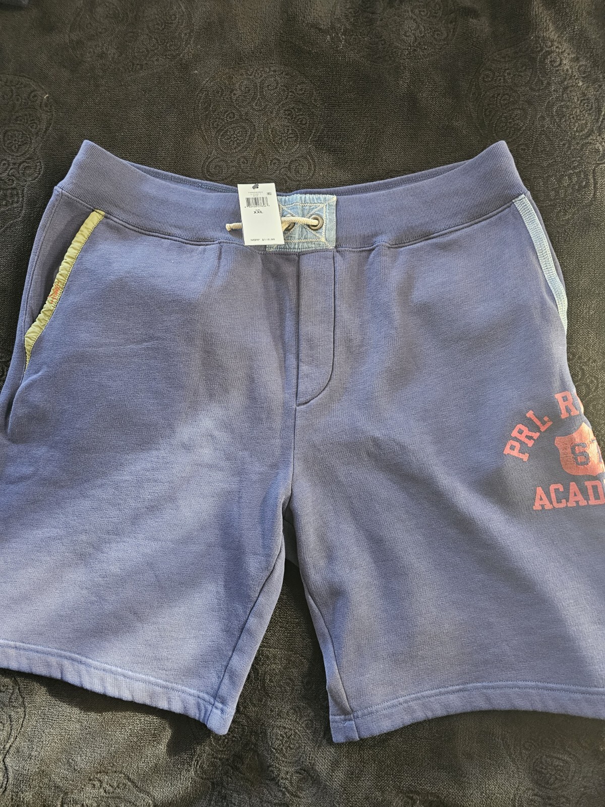 FILA Polo Ralph Lauren PRL Rowing Academy Cove pantaloncini sudore pile blu navy 2XL XXL nuovi con etichette
