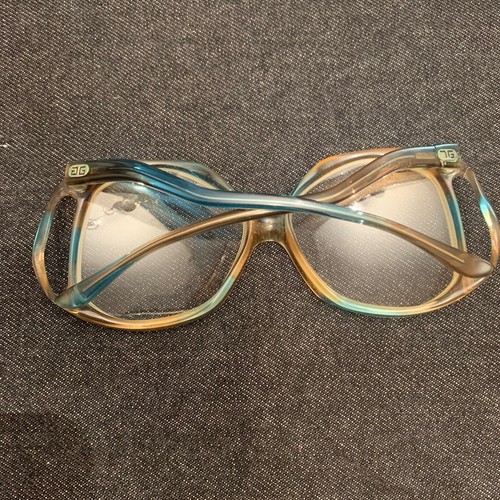 Vintage GIVENCHY Turquoise Swoop Butterfly Oversize BIG EYE glasses Frame Repair - Picture 12 of 24