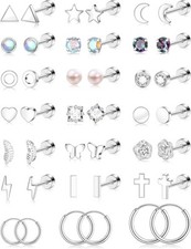 Surgical Stainless Steel Hypoallergenic Flat Back Stud Earrings for Women Men