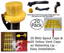 40pcs total NEW Combo Pk 20 BLITZ Yellow Spout Caps 20 YELLOW GAS CAN VENT CAPS
