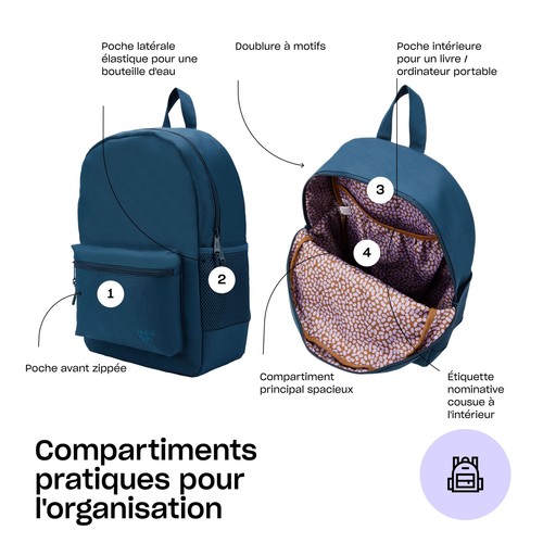 Hylat Baby - Sac à dos pour enfants pour la crèche et l'aire de jeux -Bleu foncé - Photo 3/6