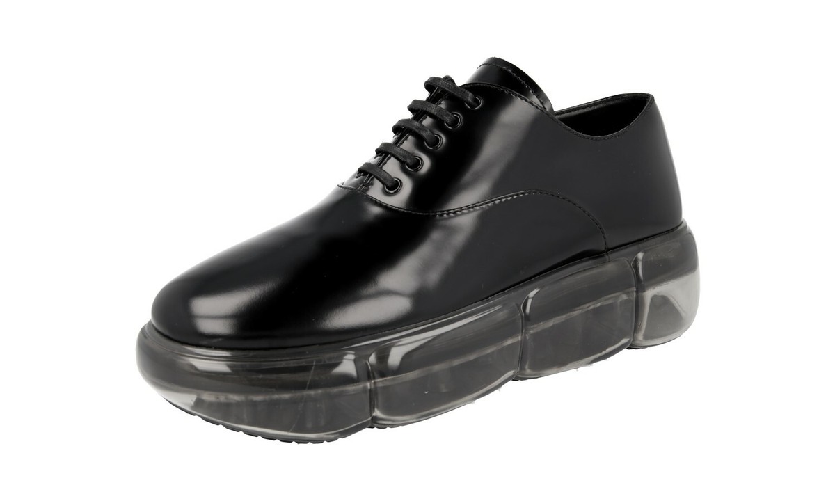 PRADA AIR SOLE CHUNKY PLATEAU SNEAKERS SHOES 1E431L BLACK US