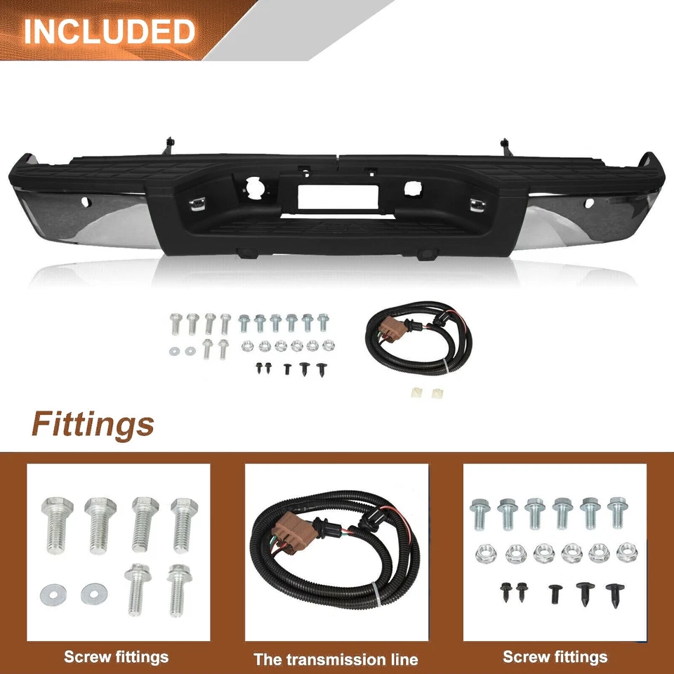 Conjunto parachoques trasero de acero cromado Chevy Silverado GMC Sierra 1500 2007-2013 Foto 4 de 4