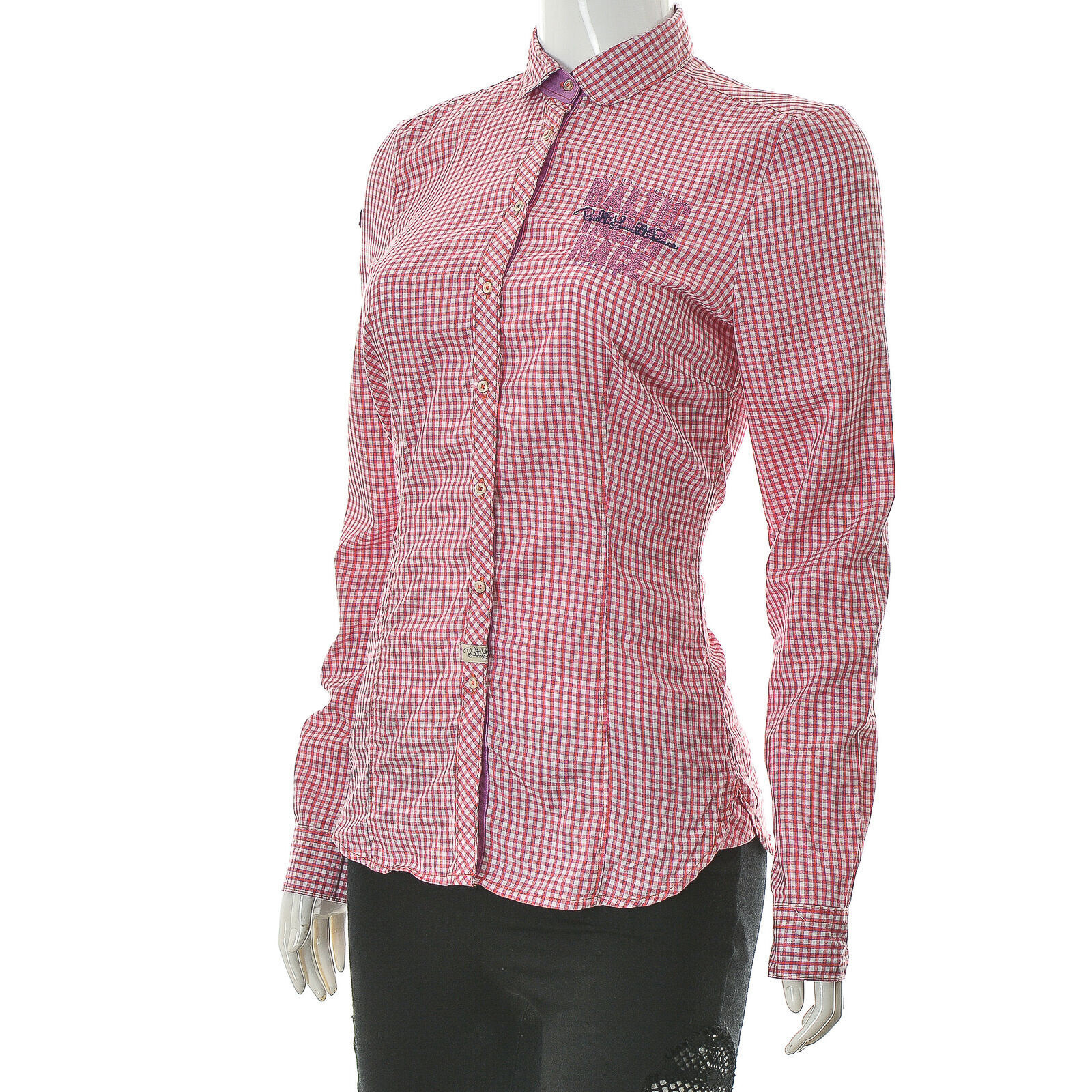 Camisa casual mujer Gaastra cuadros talla XS manga larga bordada botonadura
