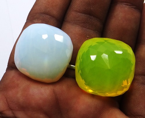 Natural 128 Ct Ethiopian mix Fire Opal Square Loose Gemstone Certified 2pcs lot - Picture 8 of 8