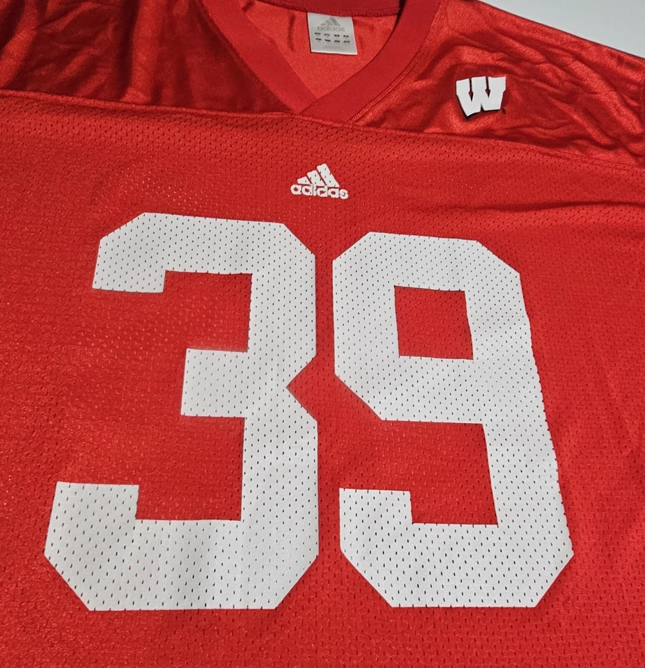 Adidas Wisconsin Badgers Football Jersey Red #39 Mens XL  - Image 4 of 4