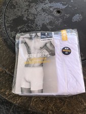 New Vintage Stafford 4 Pack of White Combed Cotton Full-Cut Briefs Sz Medium