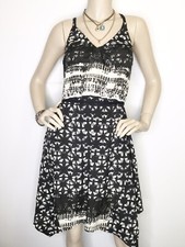 Ecote Medium Urban V Neck Drawstring Assymetrical Open Back Sleeveless Dress