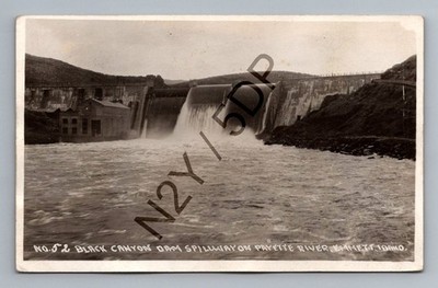 RPPC Black Canyon Dam Spillway Payette River Emmett Idaho 1924 Postcard