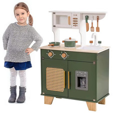 Robud Kids Kitchen Play Set with Ice Maker Pretend Wooden Toy for Kids