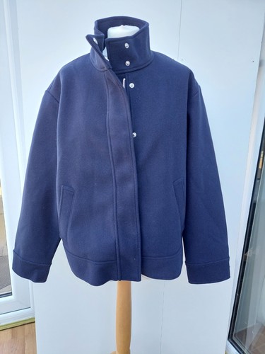 Denim & Co Jacket Melton Feel Funnel Neck Jacket Navy D&Co New Tags Size Large - Picture 6 of 6