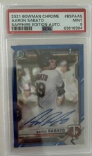 2021 Bowman Sapphire Edition Chrome Prospects Aaron Sabato #BSPA-AS Auto PSA 9