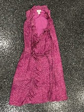 Ann Taylor LOFT Ruffle Wrap Dress Pink Purple Cheetah Animal Print Sz 6