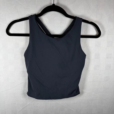 Mono B Criss Cross Crop Tank Top Built-in Bra Women's S