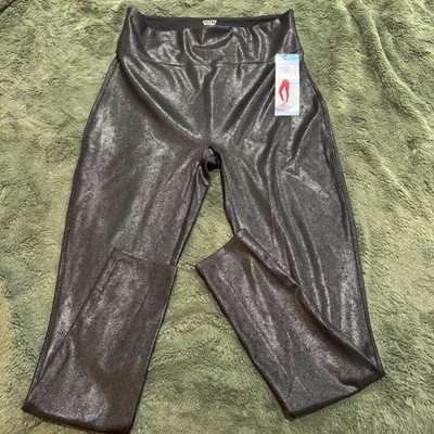 New! SPANX ASSETS Leggings 1x Red Hot Label Purple Structured Shine R998