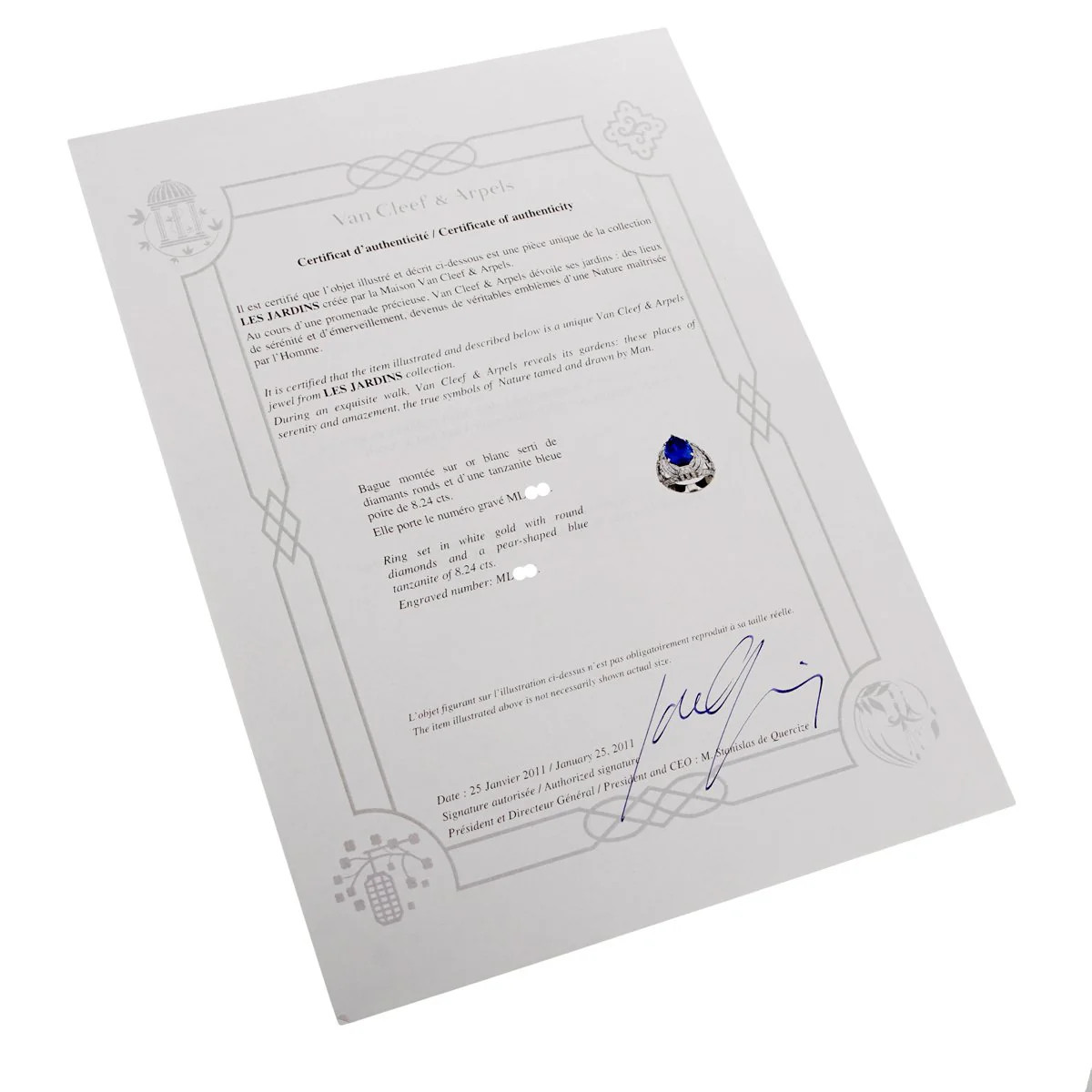 Van Cleef & Arpels Les Jardins 18k White Gold Tanzanite & Diamond Suite image 9