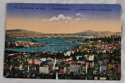 Constantinople Turkey Panoramic Port View Antique Postcard