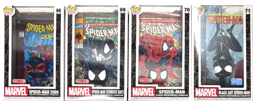 Lot of 4: Funko POP! Comic Cover: Spider-Man 2099 Figure 68, Black Suit 71 70 69