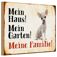 Holzschild Chihuahua 30X20Cm Mein Haus Mein Garten Familie