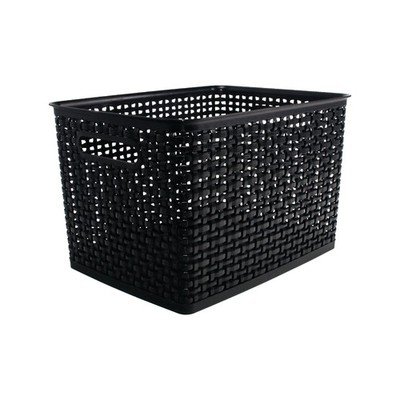 ADVANTUS CORPORATION Weave Design Plastic Bin Large, Black, 13.75'' L X 10.5'' ...