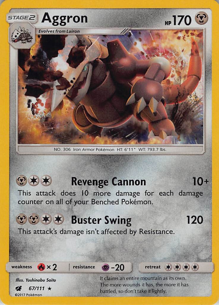 Aggron 67/111 Holo Rare Crimson Invasion Pokemon Near Mint