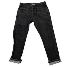 The Unbranded Brand Jeans Mens 30 Denim Raw Selvedge Tight Fit Charcoal Gray