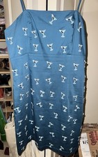 Maeve Blue Martini Glass Embroidered Dress US 0