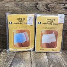 Vintage Sears Combed Cotton Elastic Leg Briefs Size 7 - 3 Assorted Color/3 White