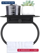 Suyar Oval Towel Ring with Shelf, Bathroom Hand Towel Holder Matte Black