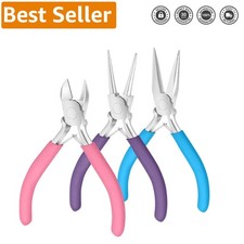 Ergonomic Jewelry Pliers Set: Needle, Round  Side Cutters for Craft Perfection