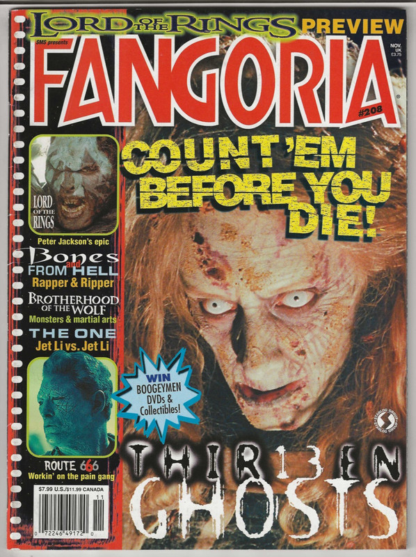 FANGORIA # 208 MAGAZINE HORROR ROUTE 666 13 GHOSTS BONES BROTHERHOOD OF THE WOLF