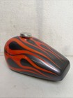 VTG Mini Chopper Gas Fuel Tank 49cc 50cc 110cc Red Flame Steel w/Cap Petcock 13”