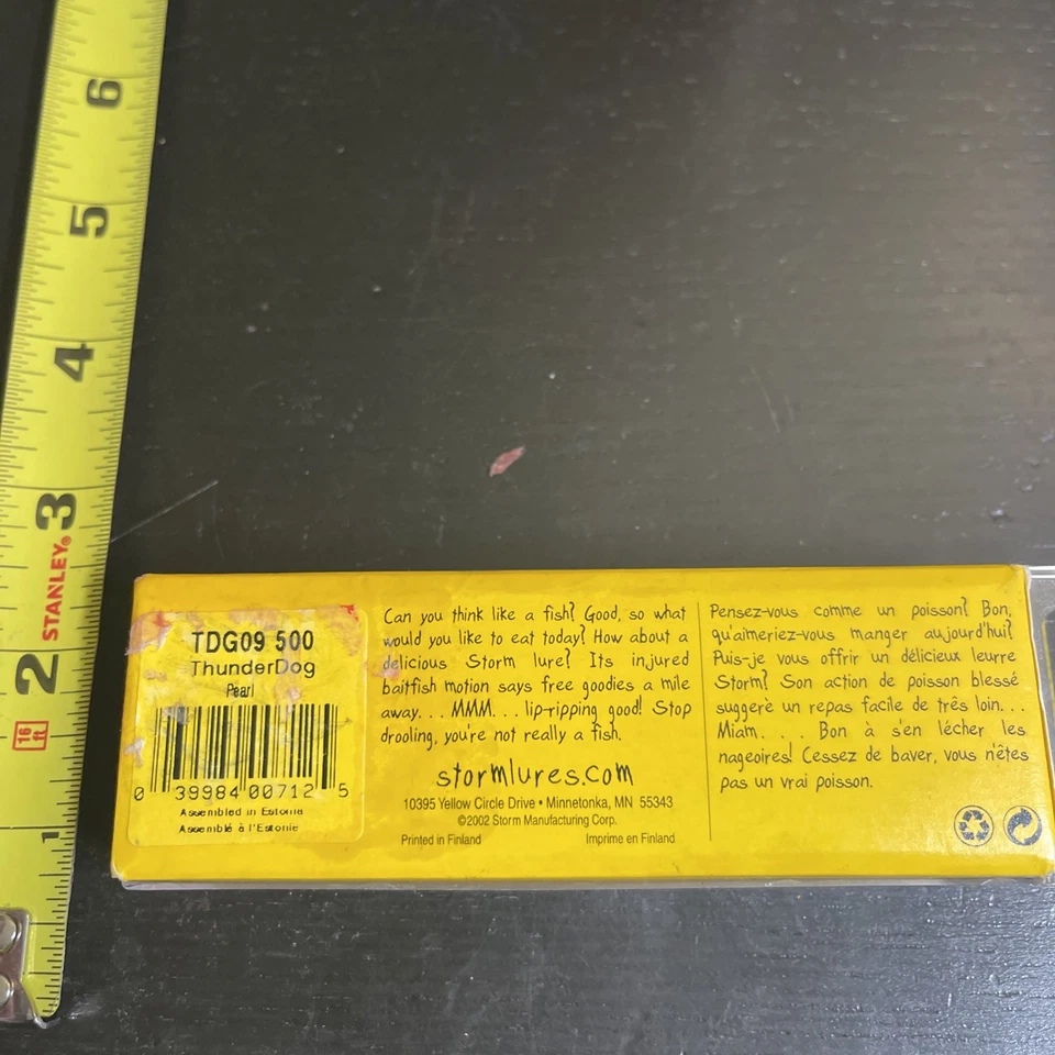 Señuelos de tormenta ThunderDog señuelo de pesca TDG09 500 Pearl Topwater 3,5" nuevo en caja Foto 4 de 4